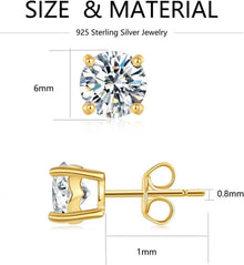 Moissanite Ohrringe 925 Silber 18K Vergoldet Damen