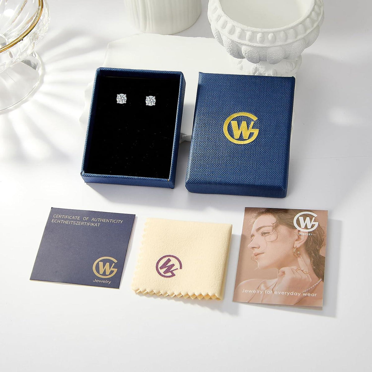 GW Moissanite Ohrringe 925 Silber 18K vergoldet Damen Ohrstecker