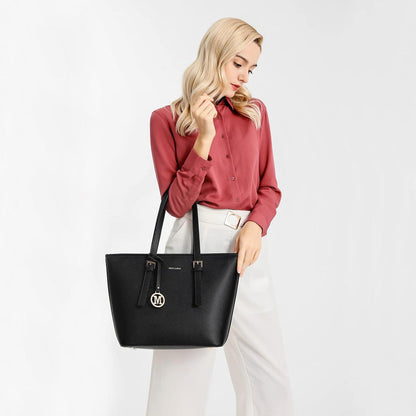 Damen Handtasche Shopper Schultertasche Tote Bag Kunstleder Schwarz 29x16x27cm