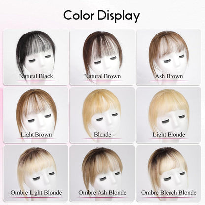 Echthaar Pony Clip-In, Ombré Hellblond, 11cm natürliche Ponyfransen