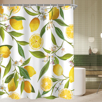 Duschvorhang Zitrone Blatt 240x180cm Antischimmel, Wasserabweisend, Waschbar, Polyester