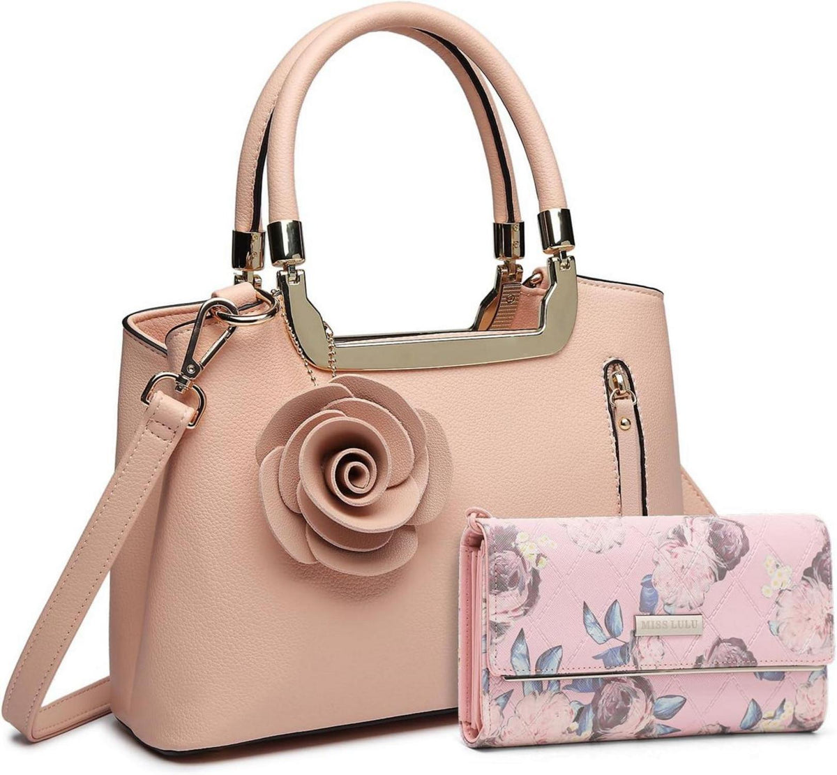 Stilvolle Miss Lulu PU Leder Handtasche mit Geldbörse Set