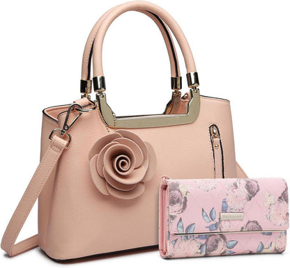 Stilvolle Miss Lulu PU Leder Handtasche mit Geldbörse Set