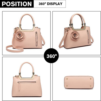 Miss Lulu Damen Handtasche und Geldbörse Set Schultertasche Crossbody Bag PU Leder