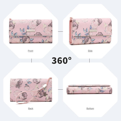 Miss Lulu Damen Henkeltasche Geldbörse Set Schultertasche PU Leder 2 teilig