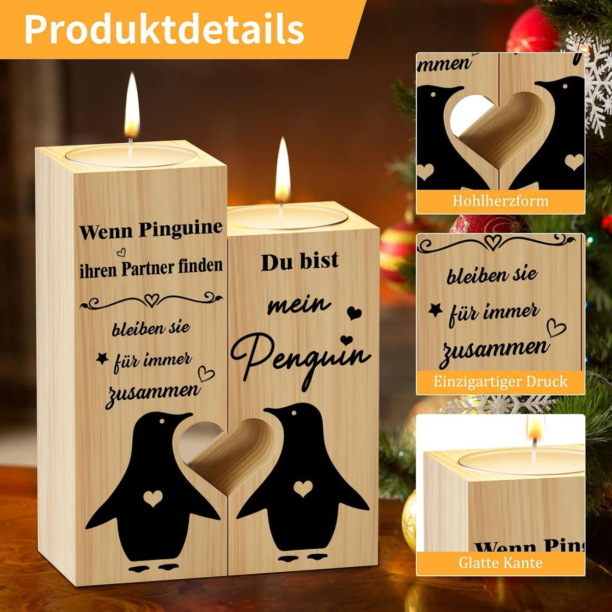 Pinguin Kerzenständer Jahrestag Valentinstag Geschenk Ehefrau