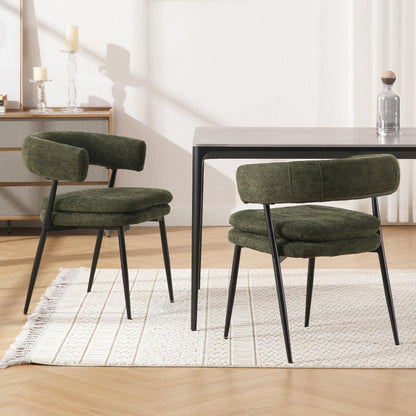 Chenille Esszimmerstühle 2er Set – Modern & Bequem (Grün)