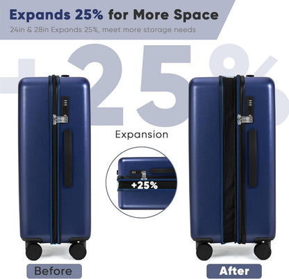 SHOWKOO Kofferset Hartschale Polycarbonat TSA 4 Rollen L XL Travel Set Blau 65cm+75cm