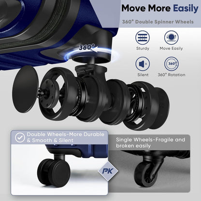 SHOWKOO Hartschalen Kofferset 65cm+75cm TSA 4 Rollen Blau