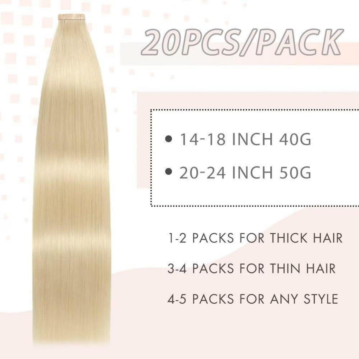 Echthaar Tape Extensions Hellblond 55cm (22 Zoll)