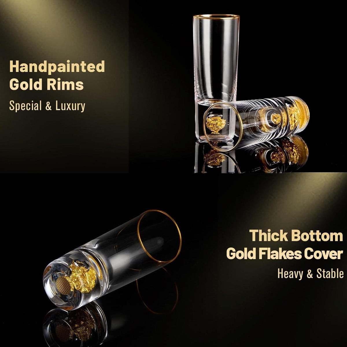 Kristall Schnapsgläser mit 24K Blattgold - 6er Set