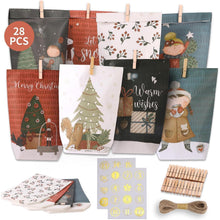 Adventskalender zum Befüllen mit 28 Kraftpapiertüten - DIY