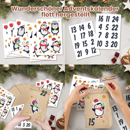 Adventskalender Pinguine Tüten zum Befüllen groß DIY