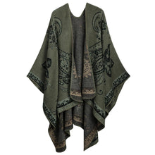 Damen Poncho Cape Grün Einheitsgröße Kuschelig Warm