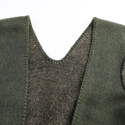 Damen Poncho Cape Grün Einheitsgröße Kuschelig Warm