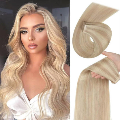 Echthaar Tape Extensions Aschblond 60cm (24 Zoll)