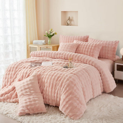 Plüsch Bettwäsche Set 200x200 Rosa - Winterwarm & Kuschelig