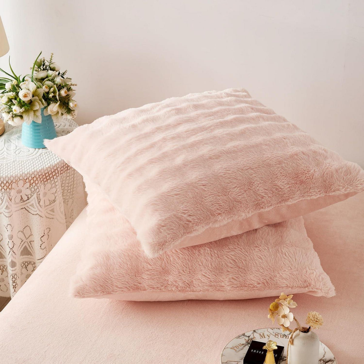 Plüsch Bettwäsche Set 220x240 Rosa - Winterwarm & Kuschelig