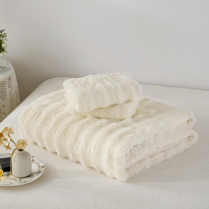 Plüsch Bettwäsche 135x200 Creme Weiß - Winterwarm & Kuschelig