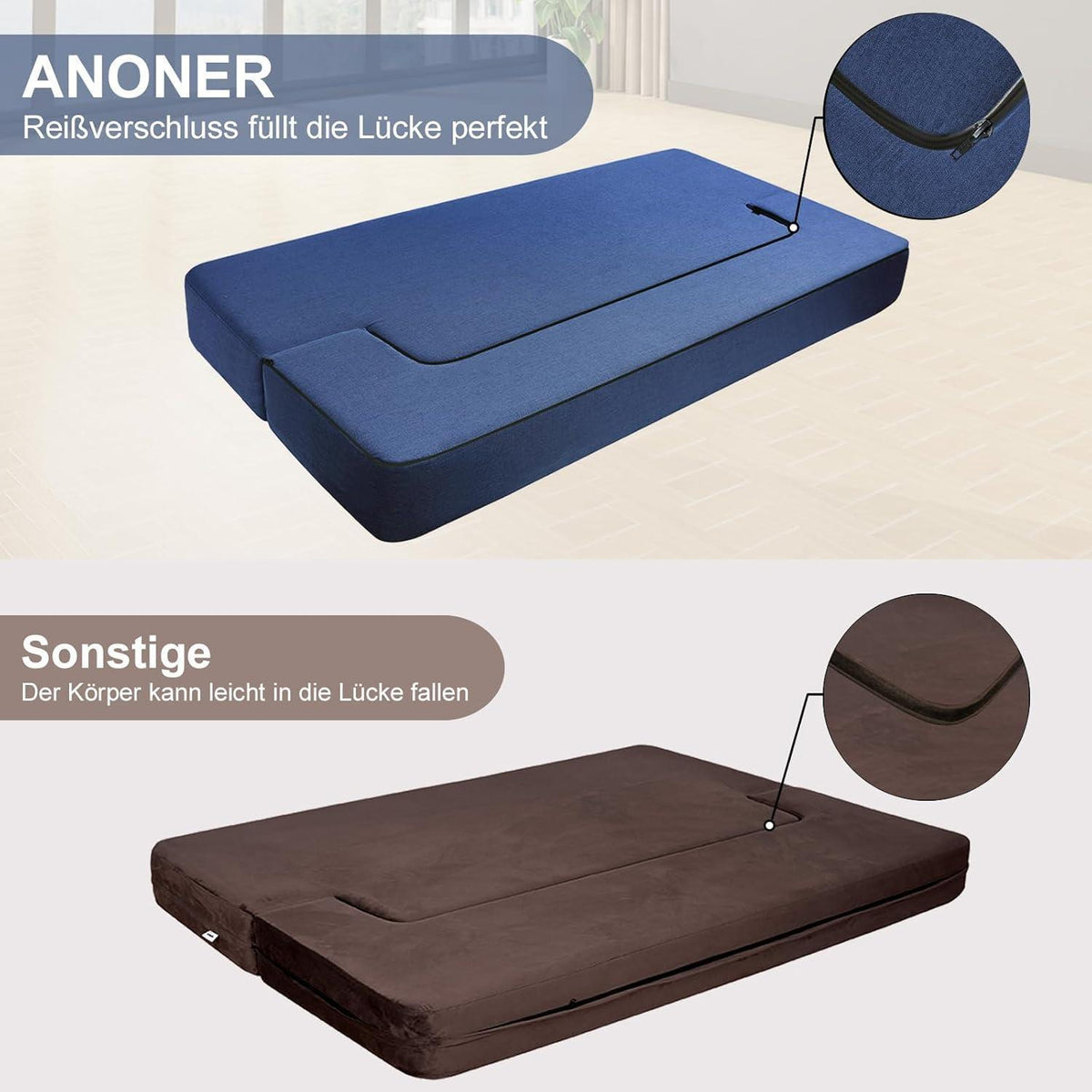 Faltbares Schlafsofa mit Memory-Schaum – Dunkelblau Full