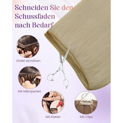Blond Remy Echthaar Tressen 60cm – Haarverlängerung 100g