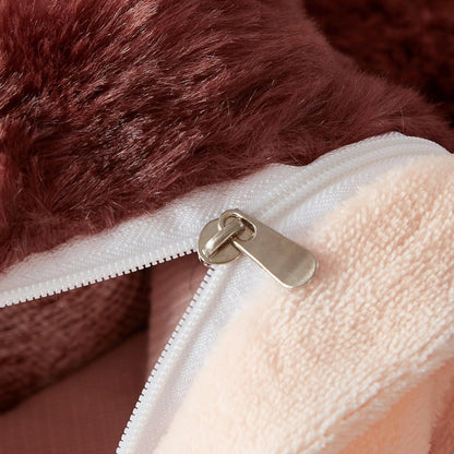 Plüsch Bettwäsche Set 200x220 Rosa Braun Winterwarm