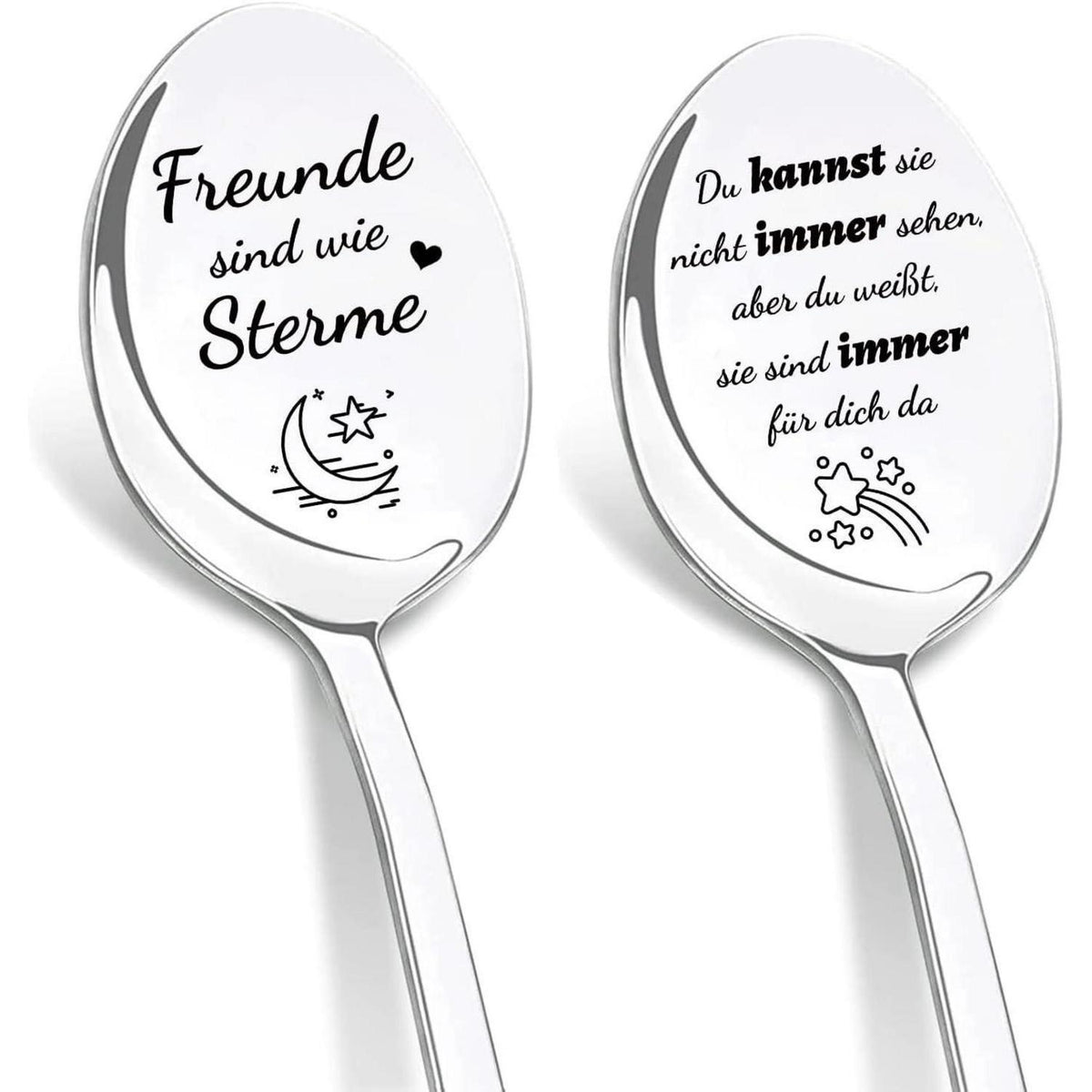 Kaffeelöffel mit Gravur "Freunde sind wie Sterne" - Geschenk für Freundin