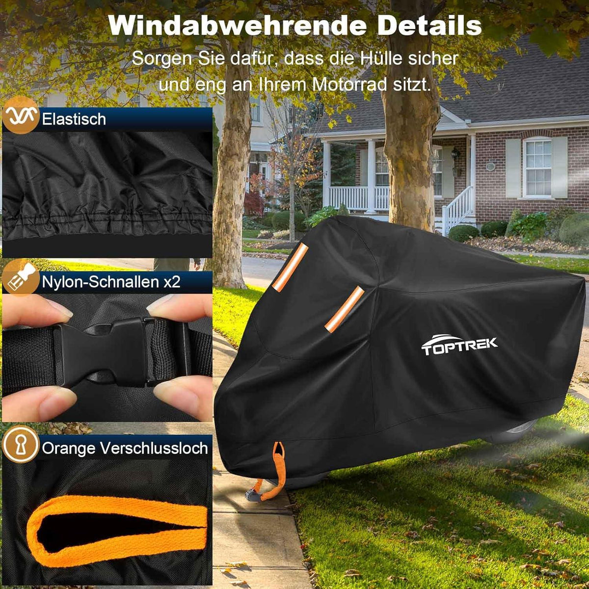 toptrek XXXL Motorradabdeckung wasserdicht Winterfest Outdoor 265x105x125 cm