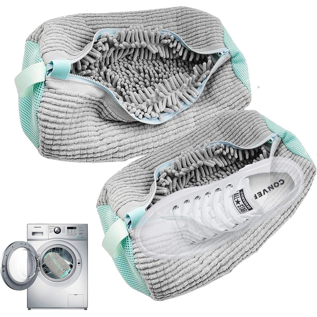 Schuhwaschbeutel Waschmaschine - 2er Set - Wiederverwendbar & Robust