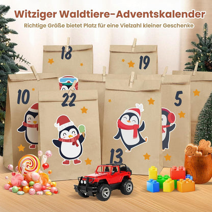 Adventskalender 2025 Waldtiere Tüten groß DIY Kinder