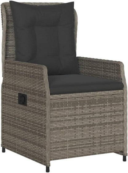 Polyrattan Gartenmöbel Set mit Tisch und 6 Stühlen, 6 Personen, Sitzkissen Grau