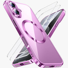iPhone 16 Plus Handyhülle mit Schutzfolie und Magnet, Stoßfest und