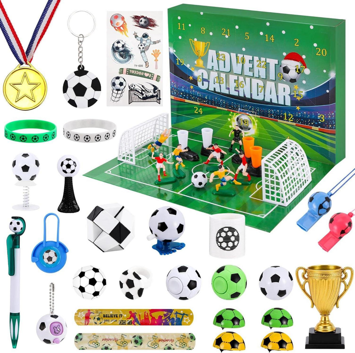 LINROMIA Fußball Adventskalender 2024 für Kinder - Spielzeug, Fußballfans, Weihnachtsgeschenke