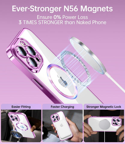 iPhone 16 Pro Hülle 3 in 1 Militärstandard Magnete Stoßfest Pink