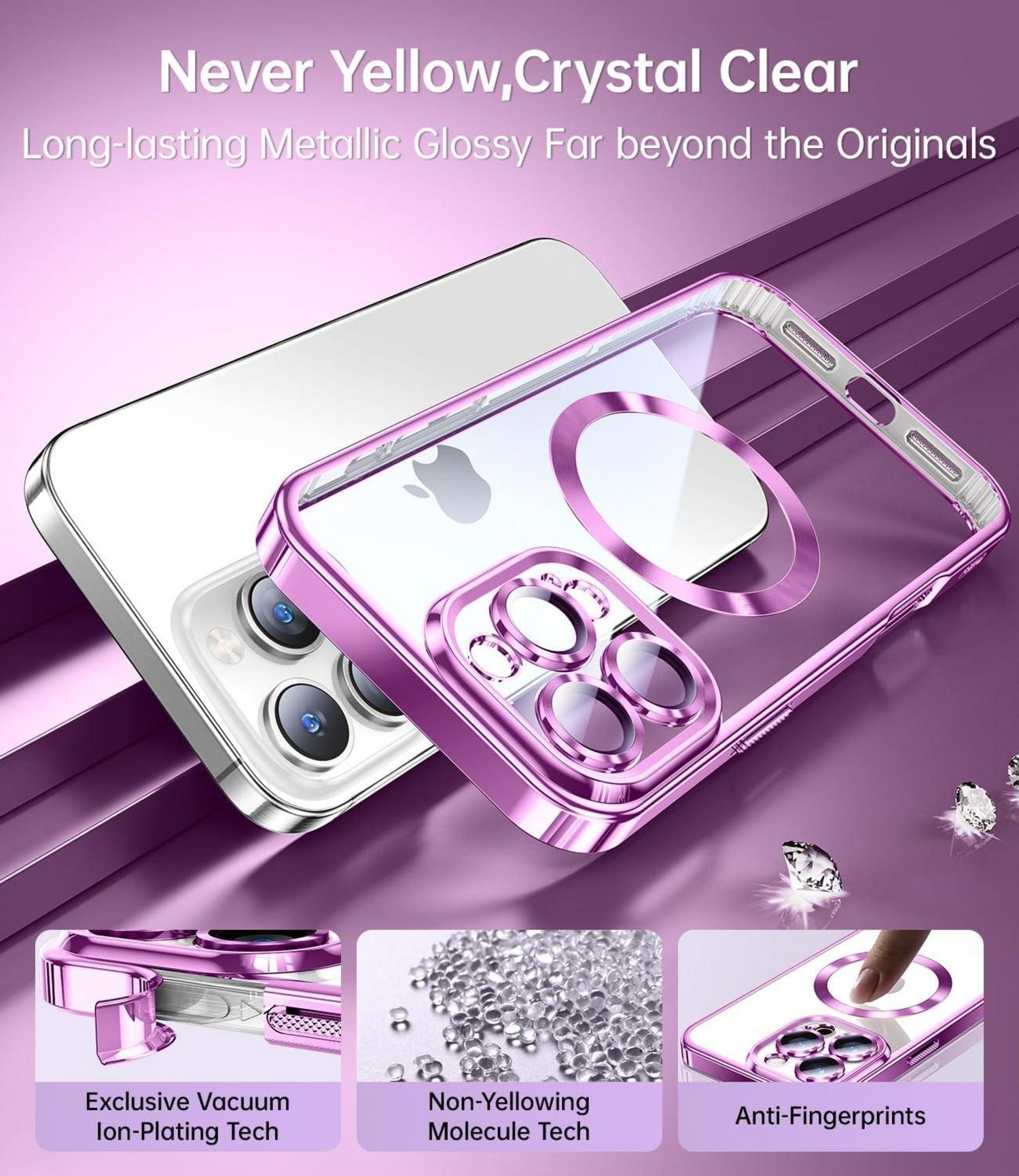 JUESHITUO 3-in-1 Magnetische Handyhülle + 2 Schutzfolien für iPhone 16 Pro Pink