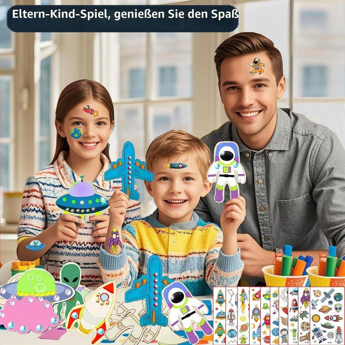 Holz Bastelset Rakete Weltraum für Kinder 4-12 Jahre
