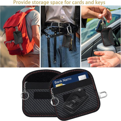 Schlüsselhülle Faraday Bag RFID Blocker Kohlefaser in Lederoptik