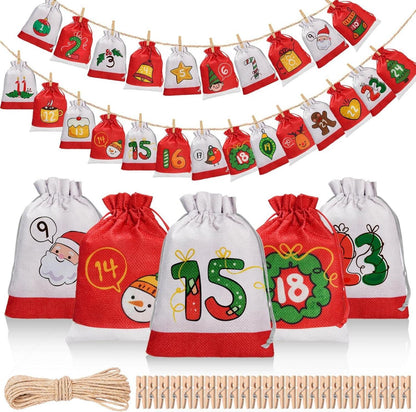 Adventskalender selber befüllen 24 Säckchen Stoff Material