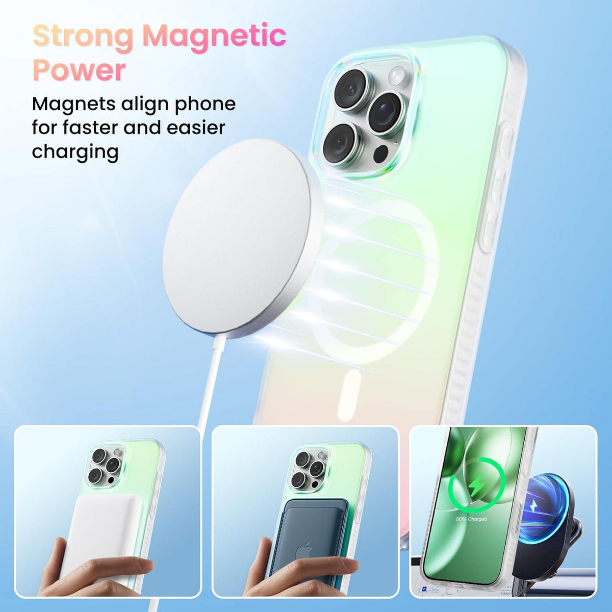 ORNARTO Hue iPhone 16 Pro Max Hülle Magsafe Polarlicht