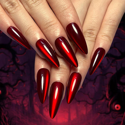24 Halloween Press On Nails Rot Mandel – Künstliche Nägel Aufkleben