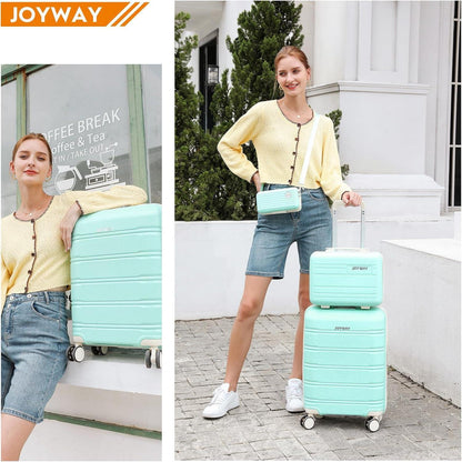 Joyway Kofferset 5tlg Hartschale TSA-Schloss 4 Rollen Hellgrün/Beige