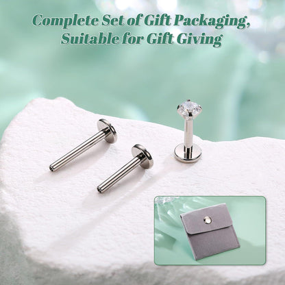 G23 Titan Piercing Set mit Innengewinde, Helix, Tragus, Lippen, Conch