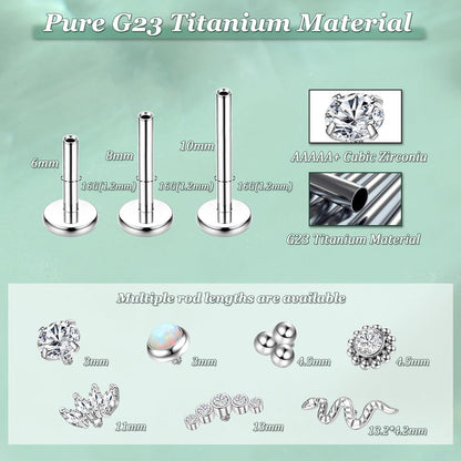 G23 Titan Helix Tragus Labret Piercing mit Innengewinde | Gold & Silber