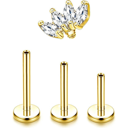 G23 Titan Helix Tragus Labret Piercing Innengewinde, Gold/Silber