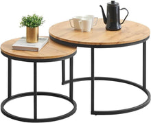 Moderne Couchtische Set Schwarz Metallgestell Holz 70x70 & 50x50 cm