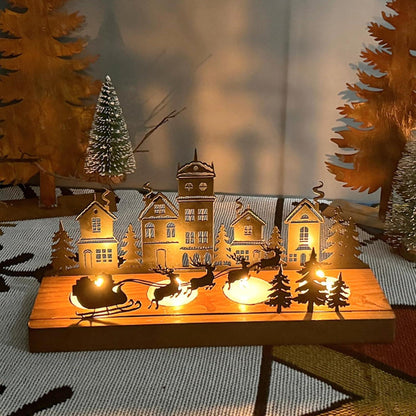 Advent Kerzenständer Teelichthalter Weihnachtsdeko Metall Holz 28x12.5x8 cm