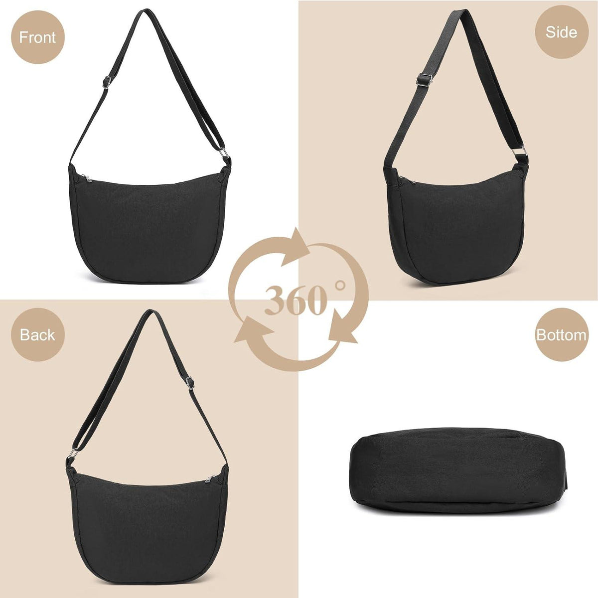 Miss Lulu Damen Halbmond Crossbody Schultertasche