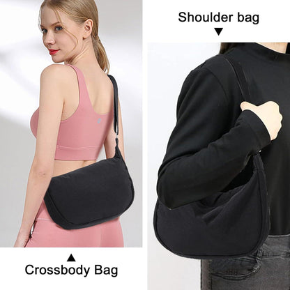 Miss Lulu Damen Halbmond Crossbody Nylon Umhängetasche Tragbare Schultertasche