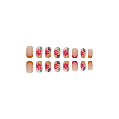 24 Stück Blumen Nägel Aufkleben Muster Glossy Fake Nails