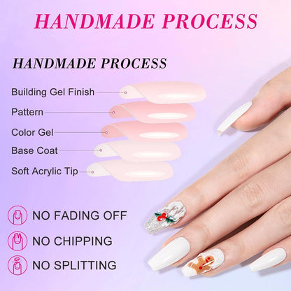 24 Künstliche Nägel Rosa Weiß French Nail Art Set